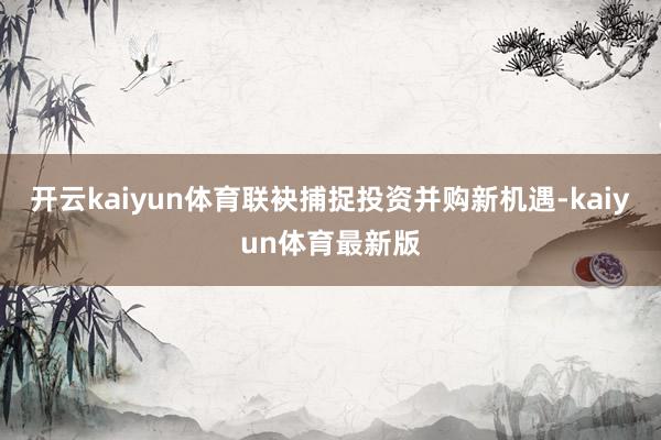 开云kaiyun体育联袂捕捉投资并购新机遇-kaiyun体育最新版