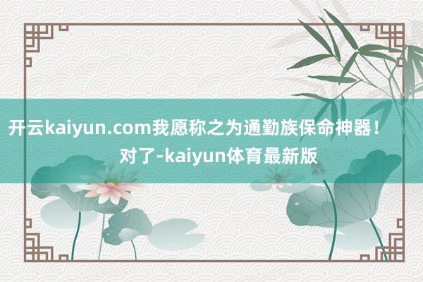 开云kaiyun.com我愿称之为通勤族保命神器! 对了-kaiyun体育最新版